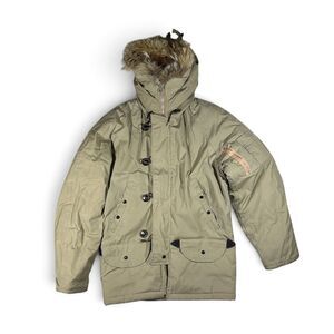 Vintage 60s-70s Arctic Parka N3B Flight Jacket Fur  USA Military Khaki Medium